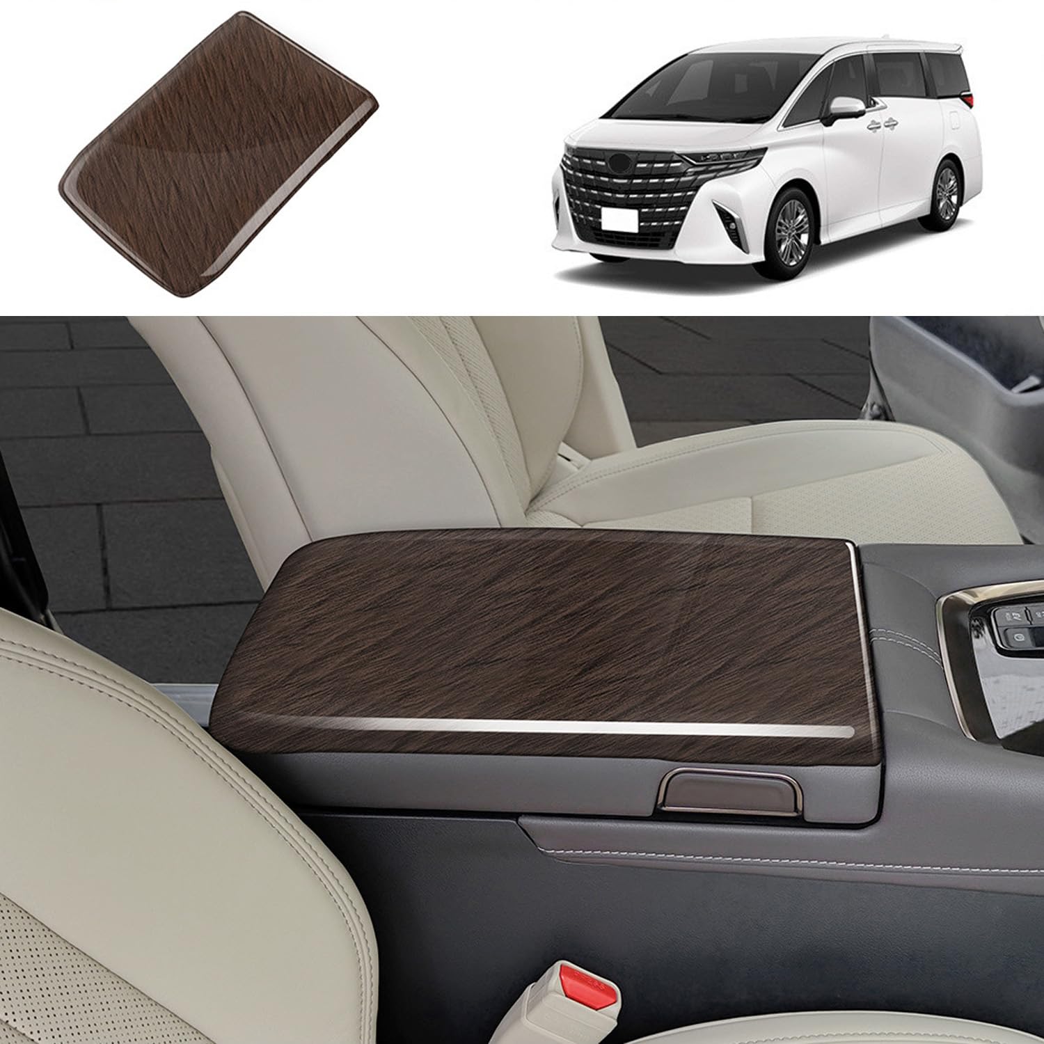 

YOFAMO Armrest Cover for Toyota New Alphard 40 Series Vellfire 40 Car Armrest Console Box Custom Protective ABS Easy Installation (AAHH40W, AAHH45W,