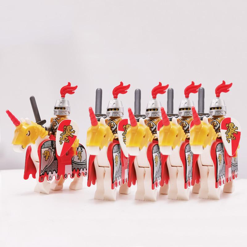 5 Sets Mittelalterliche Burg Ritter Dunkler Sauron Schlacht Fünf Heere König von Rohan Römischer Soldat mit Pferdefigur Bausteine Kinderspielzeug