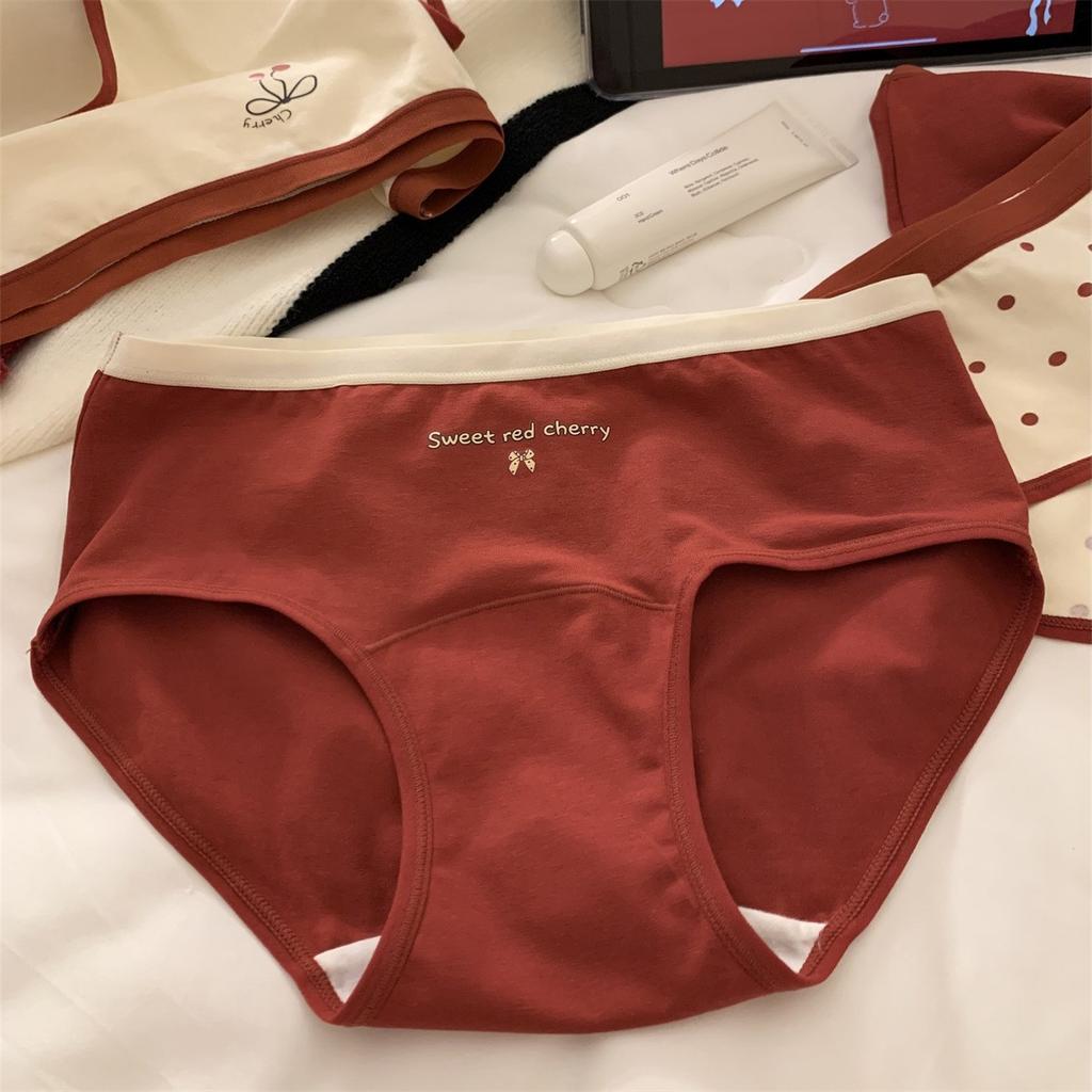 Girl Spring and Autumn Wedding Red New Cotton Extension Antibacterial Crotch Waist Triangle Briefs