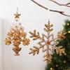 Golden Translucent Christmas Snowflake Pendant Crystal Prism Wreath Elk Deer Ornaments  Home