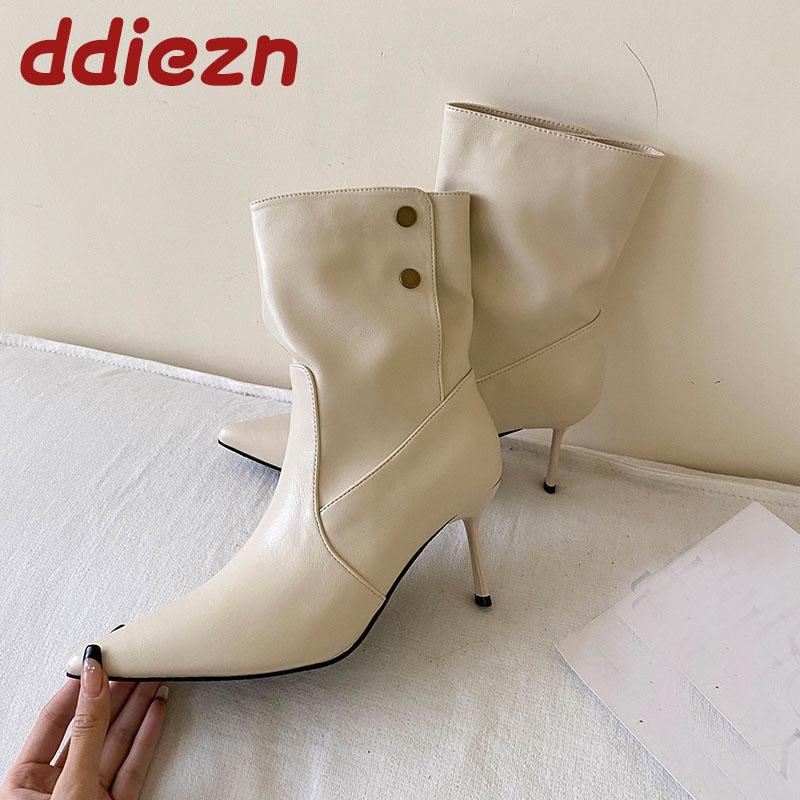 Fashion Party Footwear Modern Ladies Ankle Boots With Thin Heels Shoes Fashion Pointed Toe Women Short Boots Female Pumps Shoes