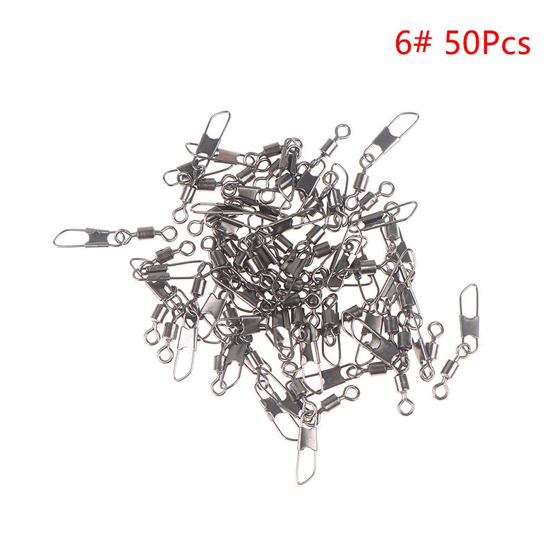 American 50-Piece Swivel Pin Connector Hooks, Size 1#-14#, Rolling Bearing, Carp Type A Fishing Tackle