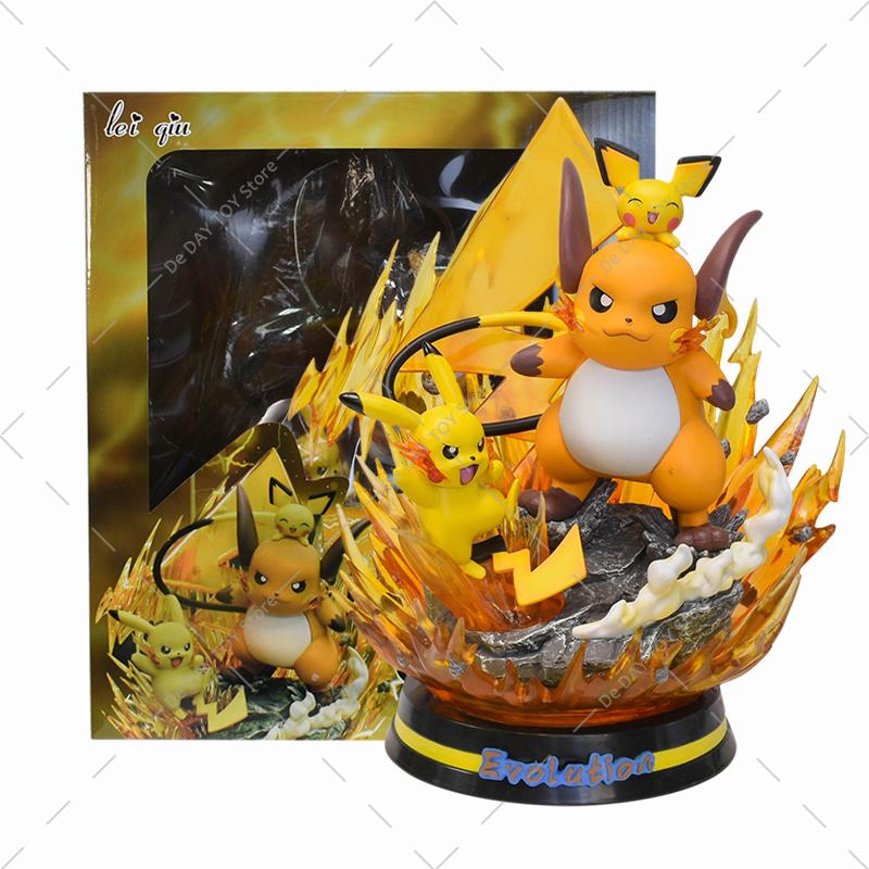 Anime  Special Effects Figure Mega Charizard Xy Greninja Gengar Mewtwo Three Form Evolution Led Light Pvc Model Toys