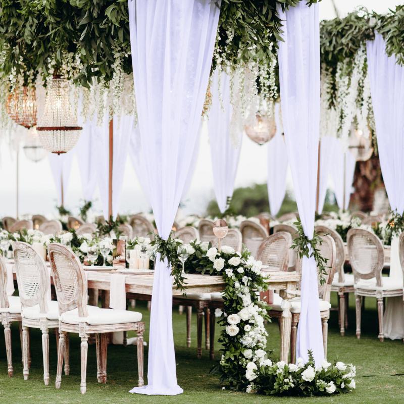 2 Pcs Elastic Snow Gauze Chiffon  Curtains For Wedding Arch Swearing Background Photo Photography