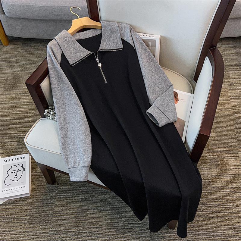 Plus Size Women's Loose Hoodie Dress - Bust 150/160 Cm, Sizes 200-350 Jin