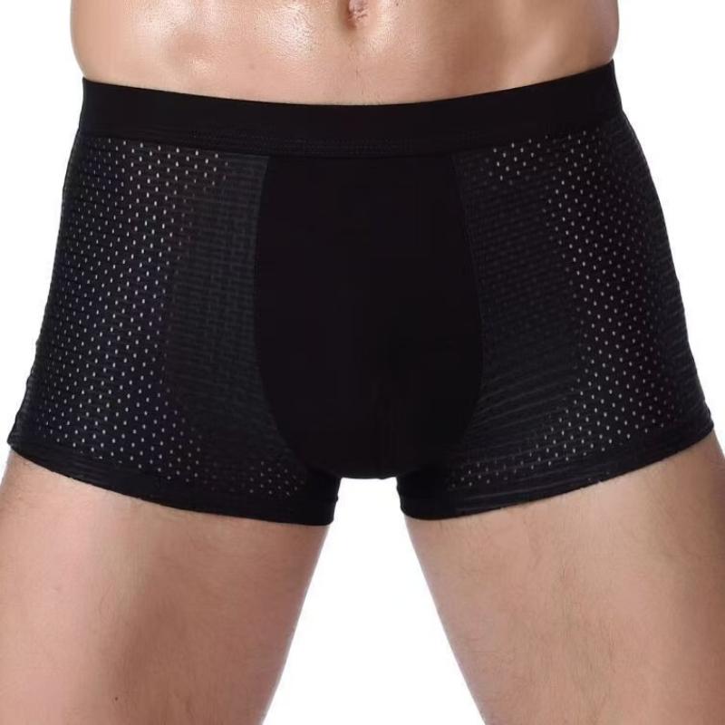 2PCS Men's Panties Men Underwear Boxer Shorts Summer Ice Silk Mesh Breathable High Quality Hole Shorts Male Sexy Underpant