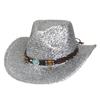 Glitzerndes Cowboyhut Unisex Westernstil Breiter Rand Fedora Hut für Party Festival Cosplay