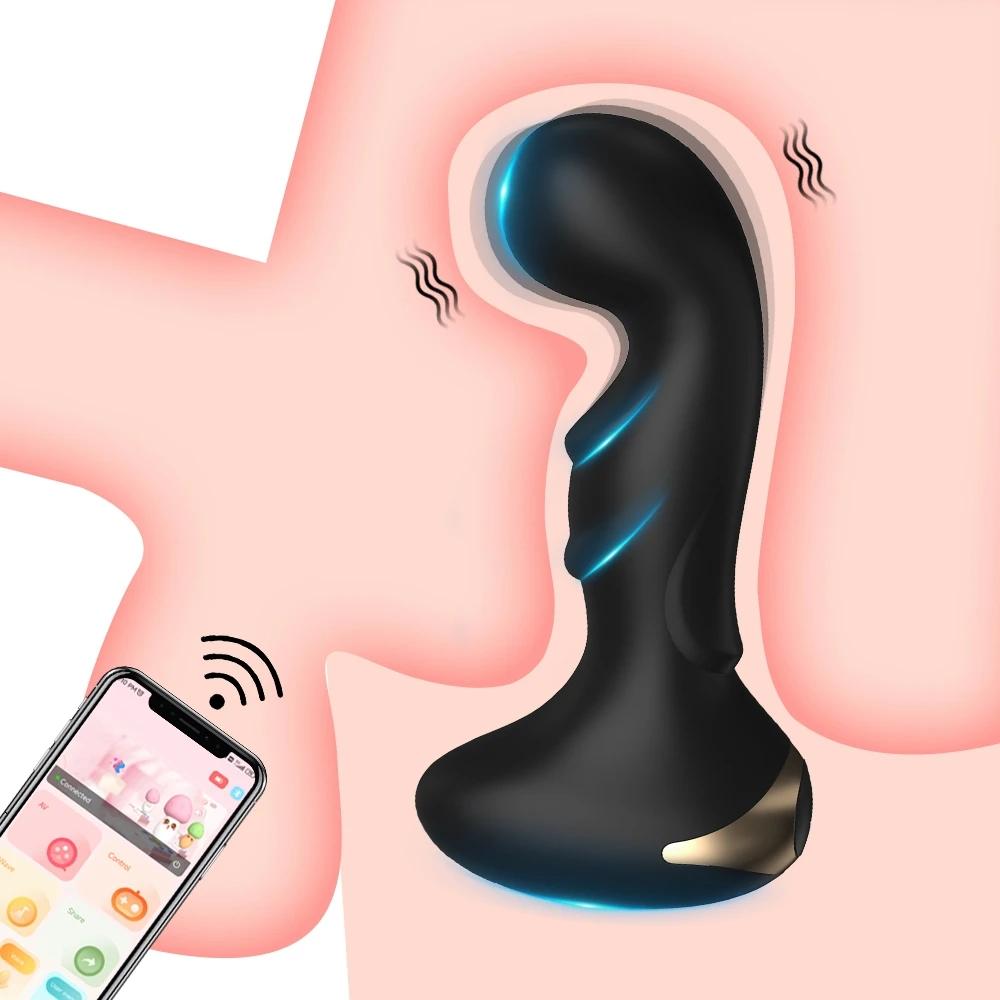 Male Thrusting Prostate Massager Bluetooth APP Vibrator for Men Gay Anal Plug Wireless Remote Butt Plug Sex Toy for Couples