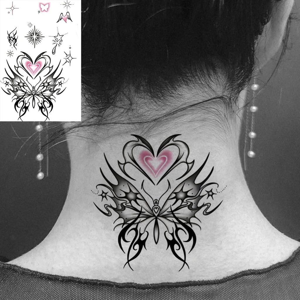 1 Sheet Ship Anchor Crescent Totem Rose Temporary Tattoos For Adult Hands Neck, Fake Tattoo Sticker Long Lasting Realistic Tatoo