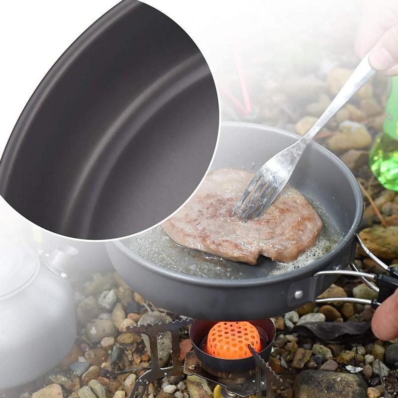 DS308 Portable Outdoor Nested Cookware and Tea Kettle Set for Camping
