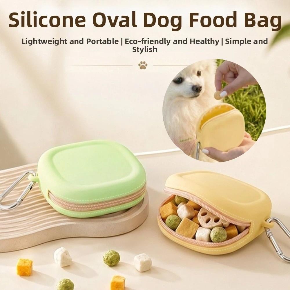 Waterproof Dog Training Snack Bag Soft & Flexible Shockproof Silicone Dog Food Bag Hands-Free with Hook Dog Treat Pouch