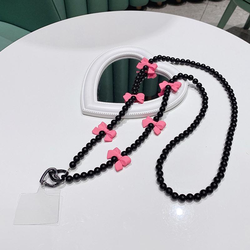 Personality Bow Beaded Long Phone Chain Crossbody Phone Case Hanging Cord  Simple Bag Chain For Women Jewelry Gift