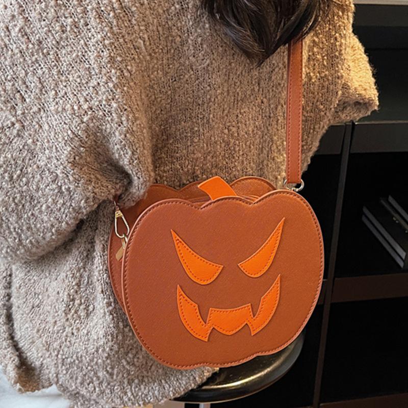 Halloween Funny Pumpkin Bag 2025 New Fashion Contrasting Colors Personality Creative Trendy Shoulder Women's Bag Cartoon Crossbody Bag