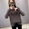 Podzimní a zimní silný teplý pletený svetr s rolákem pro ženy, volný střih, elegantní jednobarevný módní dámský ležérní svetr 25272