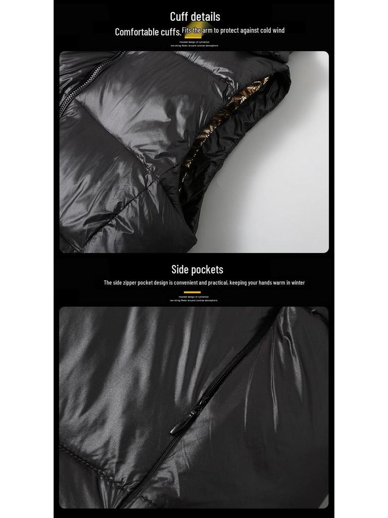 Svart & Guld DunbomullsVäst för Män & Par - Utomhus, Tjock, Varm & Trendig Väst