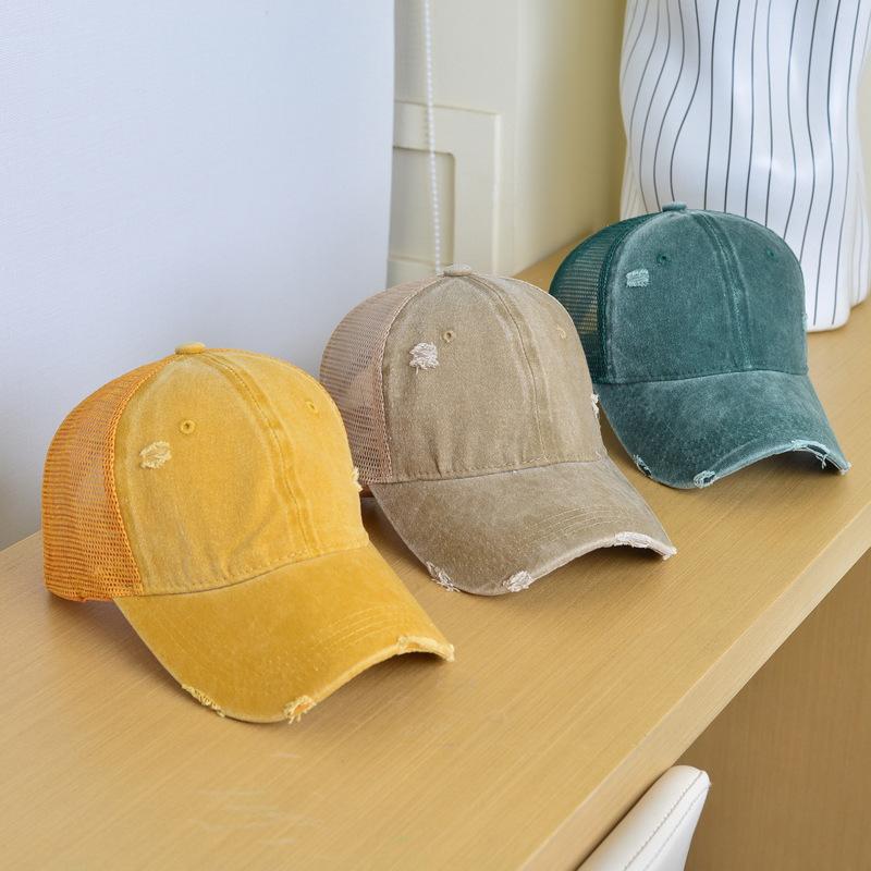 Neue Unisex Retro Uni Baseballkappen Gebrochener Stil Atmungsaktiv Sonnenschutz Lässig Trucker Caps Vielseitig Einfach Mode Netz