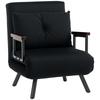4-in-1 Velvet-Feel Single Chair Bed, with Pillow - Black