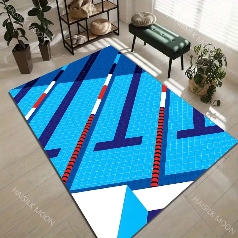 Swimming Pool Lanes Print Carpet Rug for Living Room Bedroom Sofa Doormat Home Decor Non-slip Floor Mat