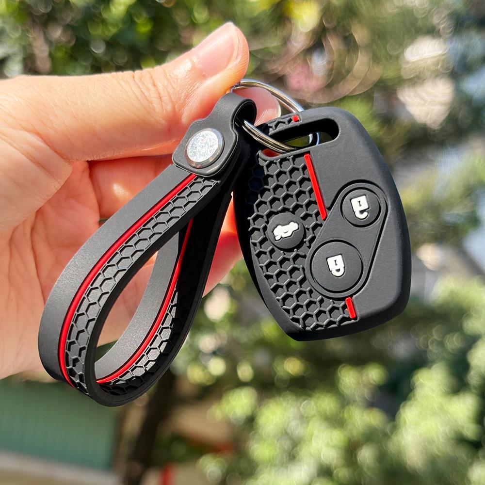 Key Fob Case Keychain For Honda Civic 4D Jazz Gr8 CR-V SRV FRV Fit CSX Chord 7 Accord Emblem Extra Screw Silicone Protection