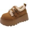 Thick-soled Inner Height-increasing Women's Shoes Fleece Warm Fluffy Shoes New Winter Snow Boots Loafer Cotton Shoes