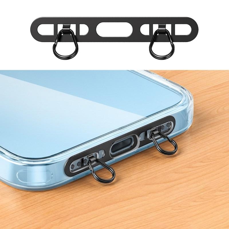 Not Loss Double Hook Phone Lanyard Side Mount Pad Metal Lanyard Clip with Two Rings Corrosion Resistant Clip for Phone