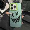 Smiling Devil Print Electroplate Silver IMD Phone Case For iPhone 16 15 14 13 12 11 Pro Max 7 8 Plus X 16E Shockproof Hard Cover