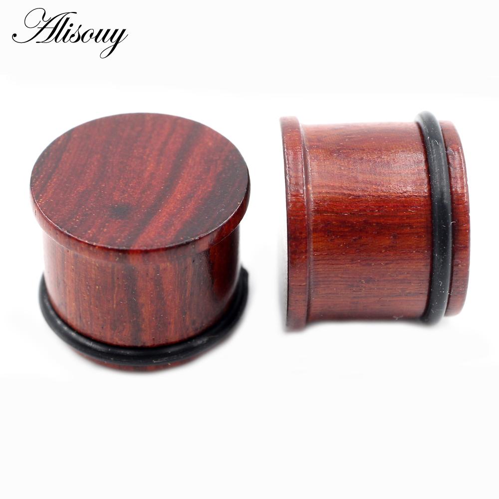 

Alisouy 2PCS цилиндрические серьги-заглушки из натурального дерева для ушей, серьги-туннели, растяжители, расширители, спираль для пирсинга, украшения для тела 8mm