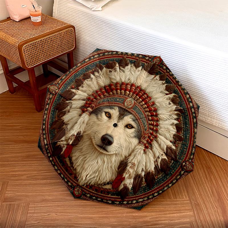 

1 PC Automatic Folding Umbrella - Wolf Pattern, Portable & Foldable Design with 8 Ribs, Christmas Birthday Gifts