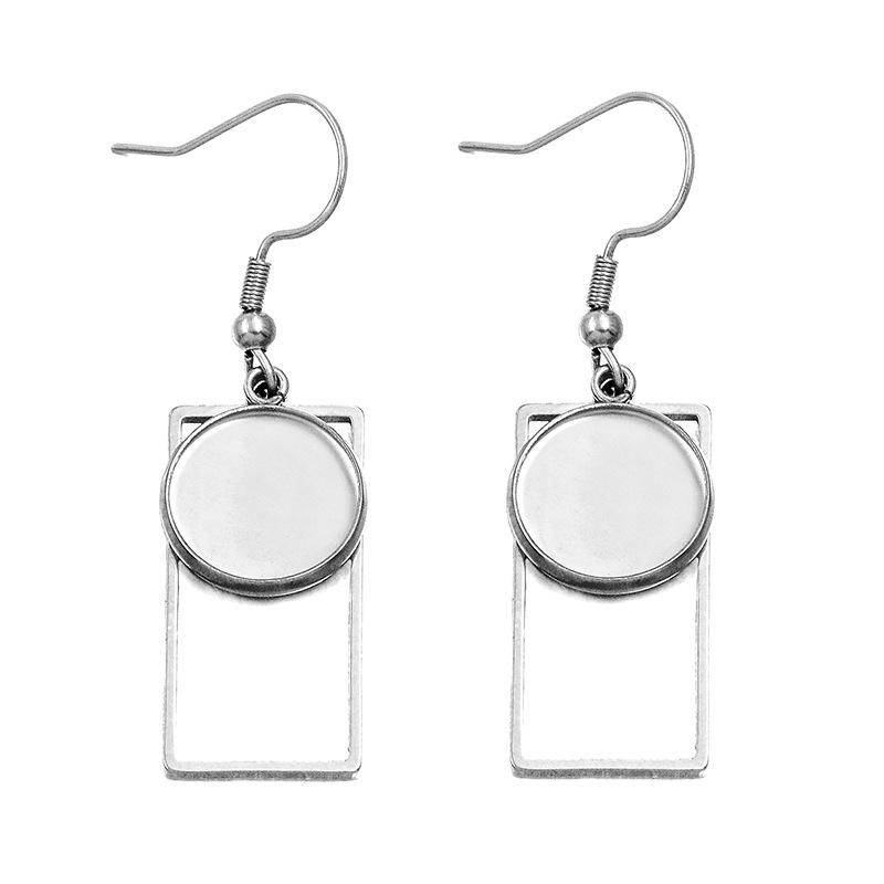 10 Styles Stainless Steel 12mm Time Gem Base Geometric Irregular Earring Hook Pendant