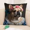 Renaissance Royal French Bulldog Pillow Case Square Double‑Sided Print Cushion Case For Sofa Home Bedchamber Decor Gift
