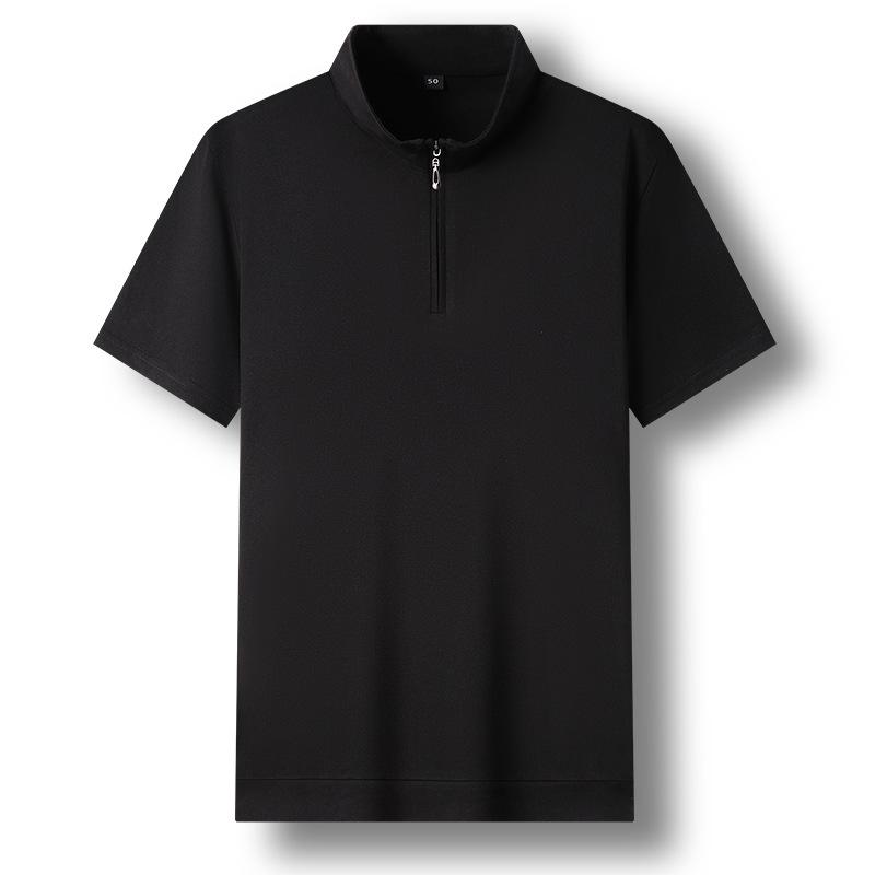 New Summer Men's Stand Collar Half Zipper Short Sleeve T-Shirt Men's Men's Half Sleeve Tops Youth Men's Clothing