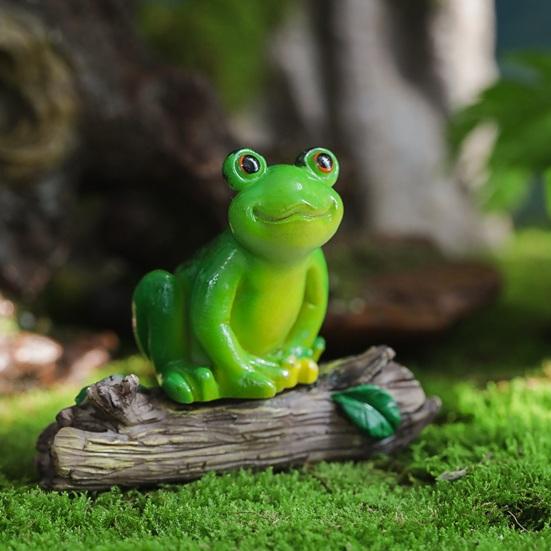 Garden Miniature Frog Statue Indoor Outdoor Sitting Frog Figurine Resin Cartoon Animal Sculpture Flower