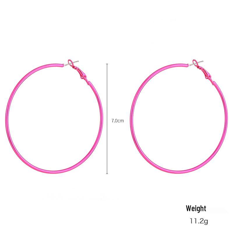 Kenjie Iridescent Electroplated Classic Hoop Earrings for Women - Colorful Punk Retro Style.