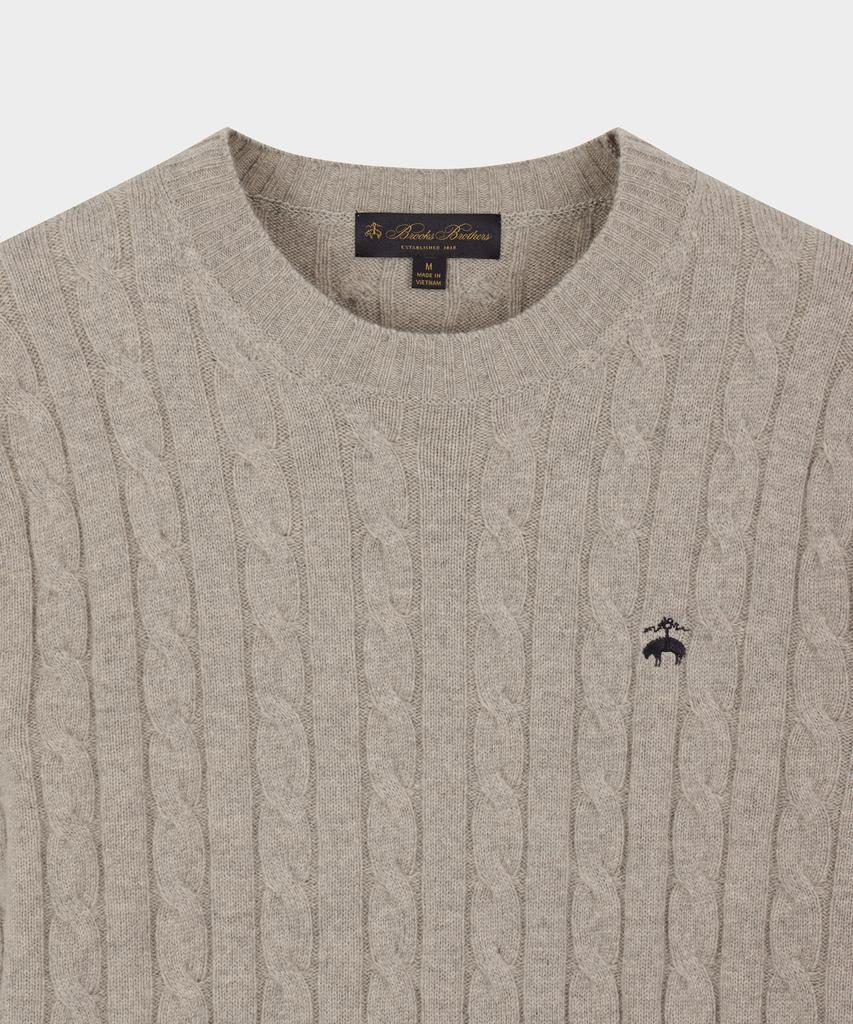 BROOKS BROTHERS [Heritage] Wool Cashmere Cable Sweater (Light Grey) (Bbwrmhg411)
