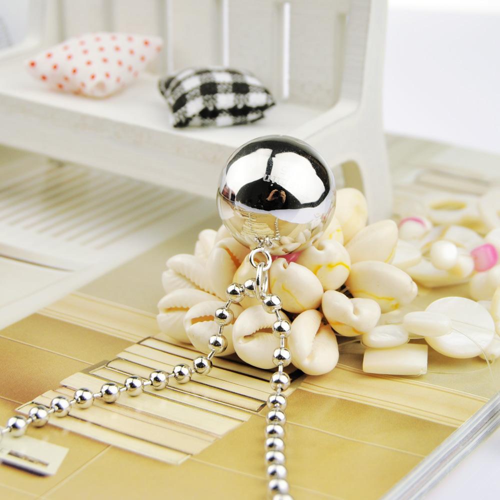 Woman's 925 Sterling Silver Necklace Concise Style Ball Pendant Girls Beads Chain Fashion Silver Jewelry Birthday Gift Free Box