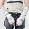 Sweet Cute Fur Bowknot Fingerless Gloves Girl Cosplay Sleeves Arm Sleeves Wool Knitted Sleeves
