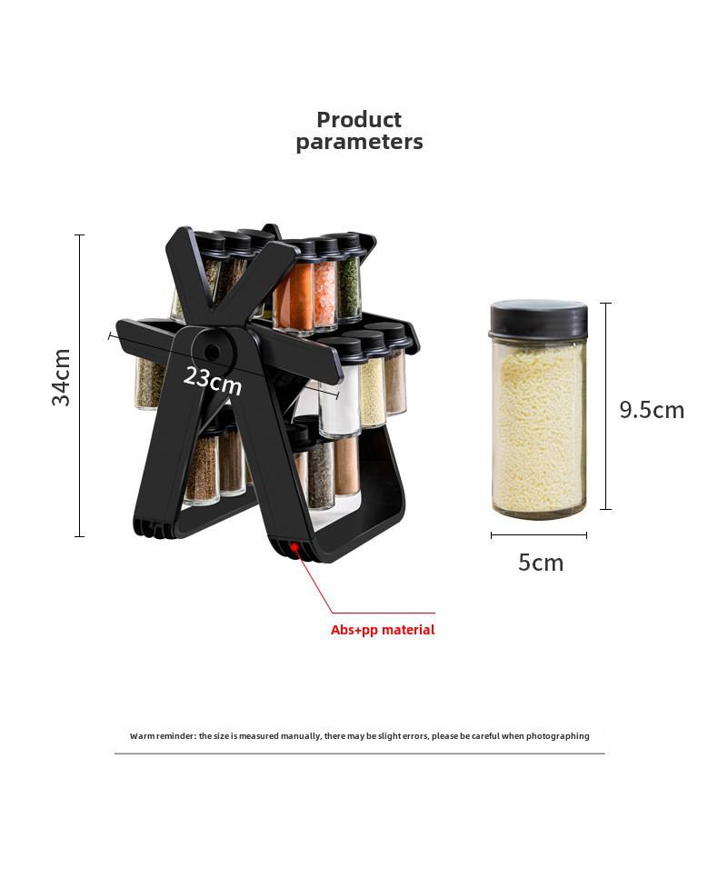 Rotating Glass Spice Rack Set with Spice Jars