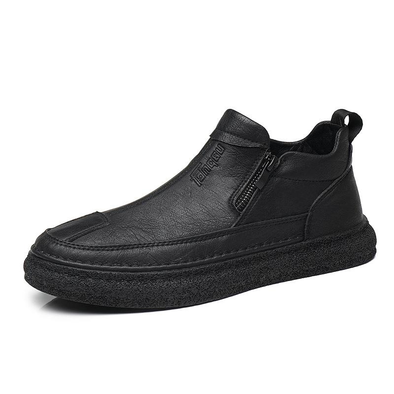 Men's Shoes Autumn and Winter New Four-season Breathable Casual Leather Shoes Trendy Tooling Business Formal Martin Boots Men