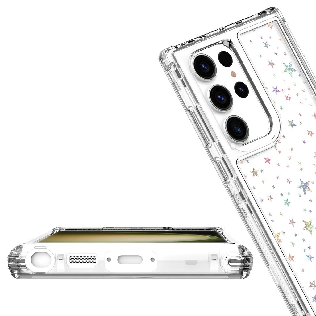 For Samsung Galaxy S23 Ultra Case Clear Acrylic TPU Hybrid Phone Cover with Laser-printed Film