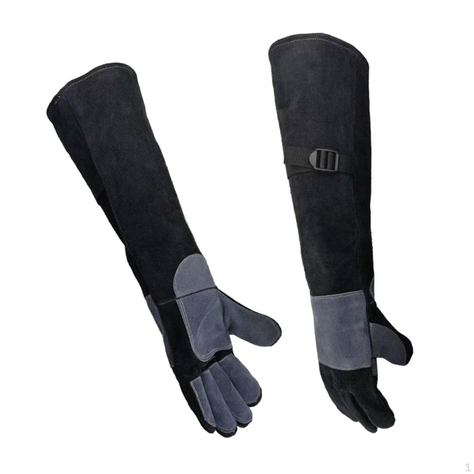 Bite Resistant Gloves Heavy Duty Long Leather Forearm Protectors Puncture Work M