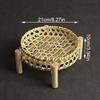 1set Multi Layered Basket Rustic Wooden Frame Fruit Basket For Home Kitchen Bamboo Weaving Basket Small 18/20cm