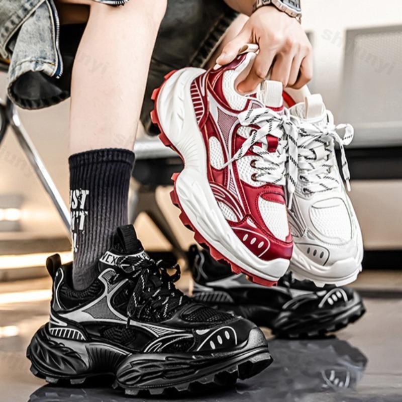Mode Herrenschuhe Sommer 2025 Mesh Atmungsaktiv Lässige Sportschuhe Modetrend Vielseitig Dicke Sohle Höhenerhöhend Klobige Sneaker