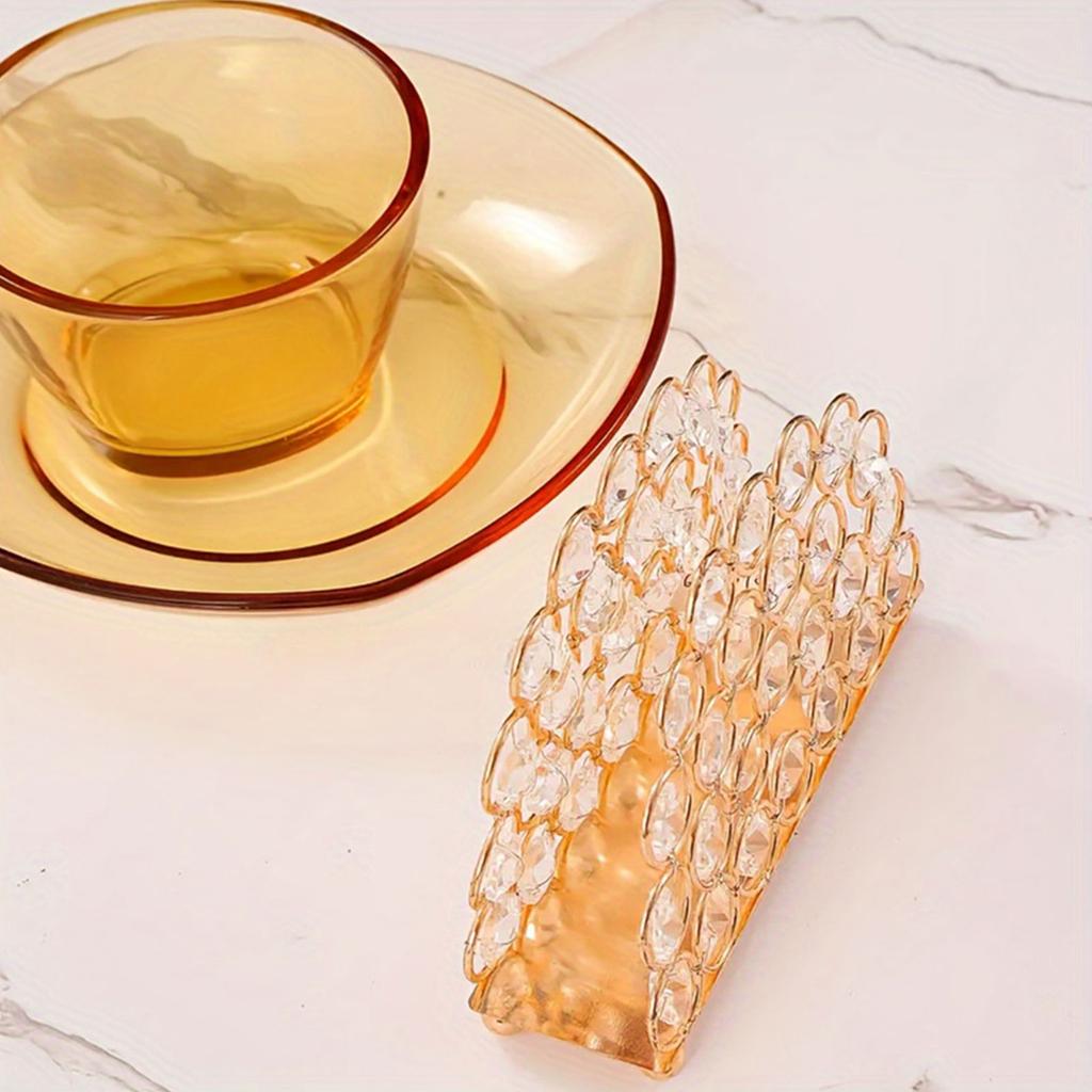 Freestanding Golden Crystal Paper Towel Rack Modern Oval Tissue Stand for Living Room or Bathroom Napkin Dispenser