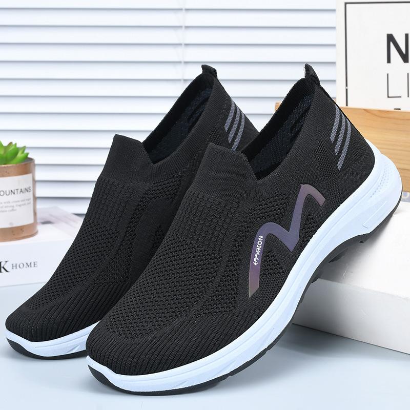 Shoes Men's Autumn New Men's Casual Shoes Breathable and Lightweight Sports Shoes One Pedal Middle-aged and Elderly Walking Shoes