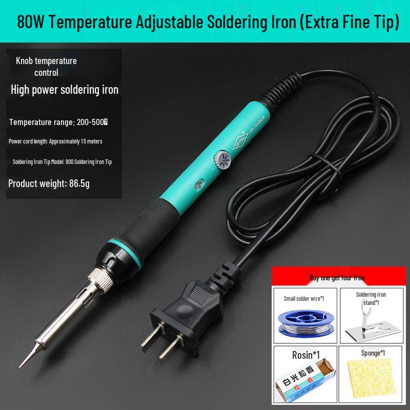Professional 80W Adjustable Temperature Electric Soldering Iron - High Power Internal Heating for Repair & Household Welding