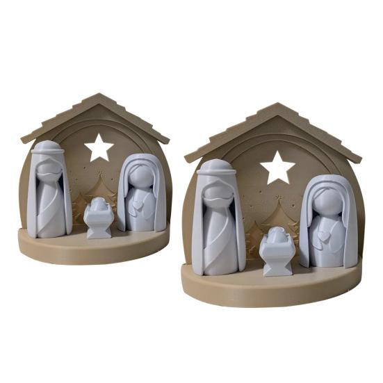 Yousheng Nativity Set Figurine Lighted Jesus Nativity Scene Collection with Manger And Figures for Christmas Indoor Tabletop Decor