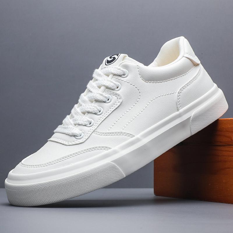 

Модные Новые Осенние Мужские Повседневные Кожаные Деловые Туфли из ПУ Кожи на Толстой Подошве для Ходьбы на Открытом Воздухе Универсальные Плоские Дизайнерские Туфли SS25870 38 белый