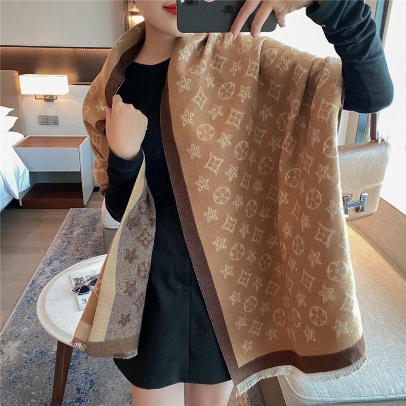 Lucky Clover Faux Cashmere Scarf Warm Winter Neckwear For Women