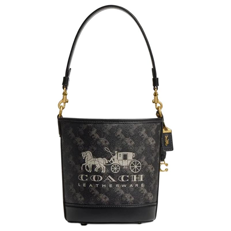 

Coach Dakota 16 Horse And Carriage Print Magnetic Closure Leather Bucket Bag Women bags Black CJ828-B4SI1 Basic Set (Bag+Dust Bag)