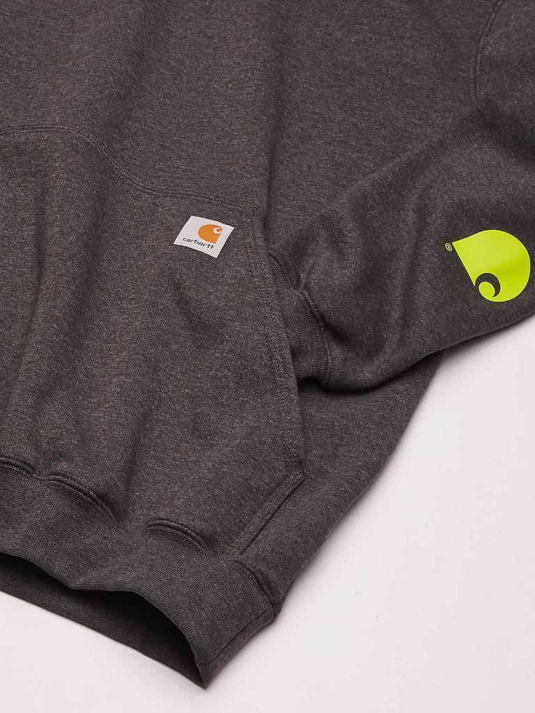 Carhartt Signature Sleeve Logo Midweight Hooded Sweatshirt Carbon Men's B&T K288, Heather, 2X-Large